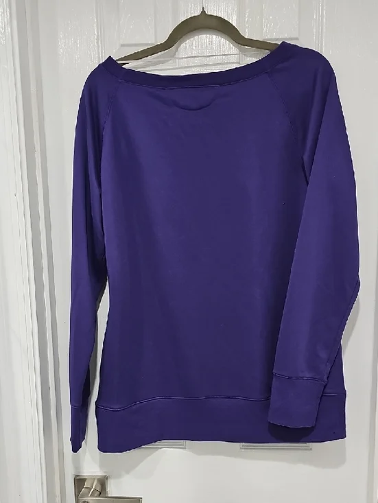 Under Armour Women's Deep Purple Crew Sweatshirt with Pink Logo - Picture 4 of 4
